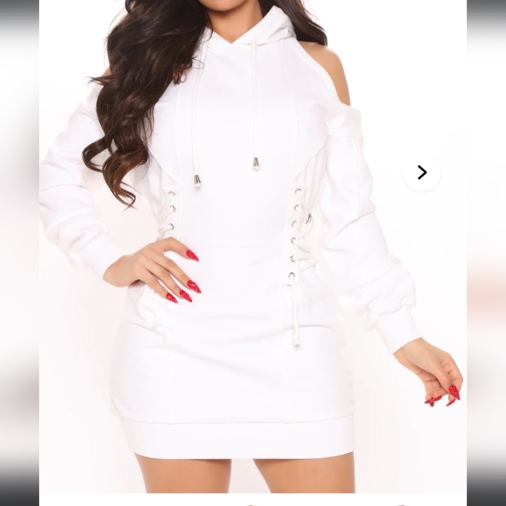 Rise And Grind Hooded Corset Dress - White